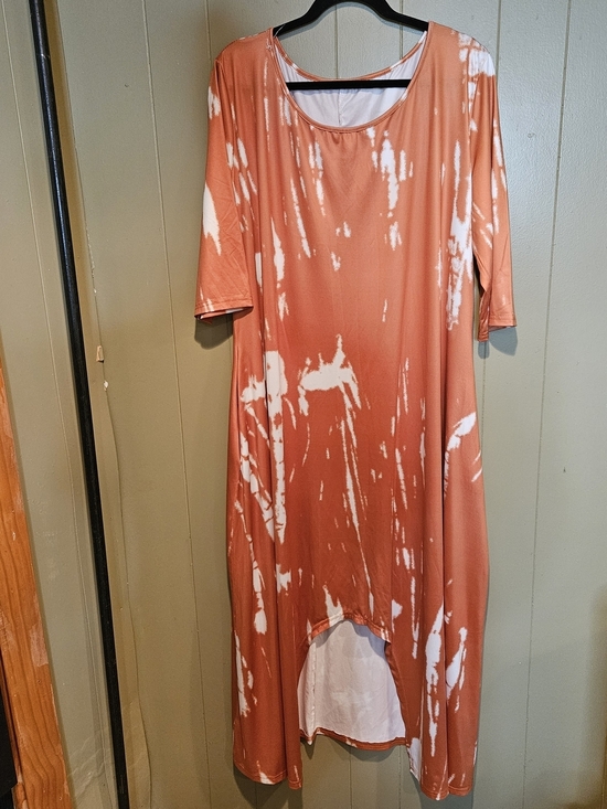 Dresses & Skirts - Plus Size 4X Coral Tie Dye Maxi Dress Flowy Boho Lounge Soft Stretch Casual Chic